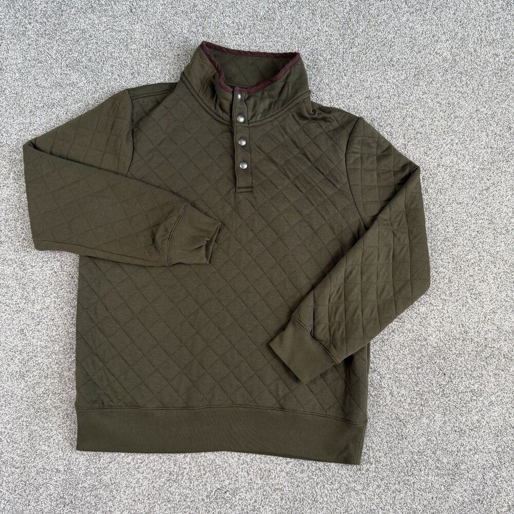 Wilkens Bros Heritage Collection Mens Green Quilted Snap Pullover Size Medium